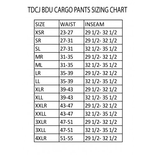 Propper Men S Pant Size Chart Uniform Tactical Supply 6874